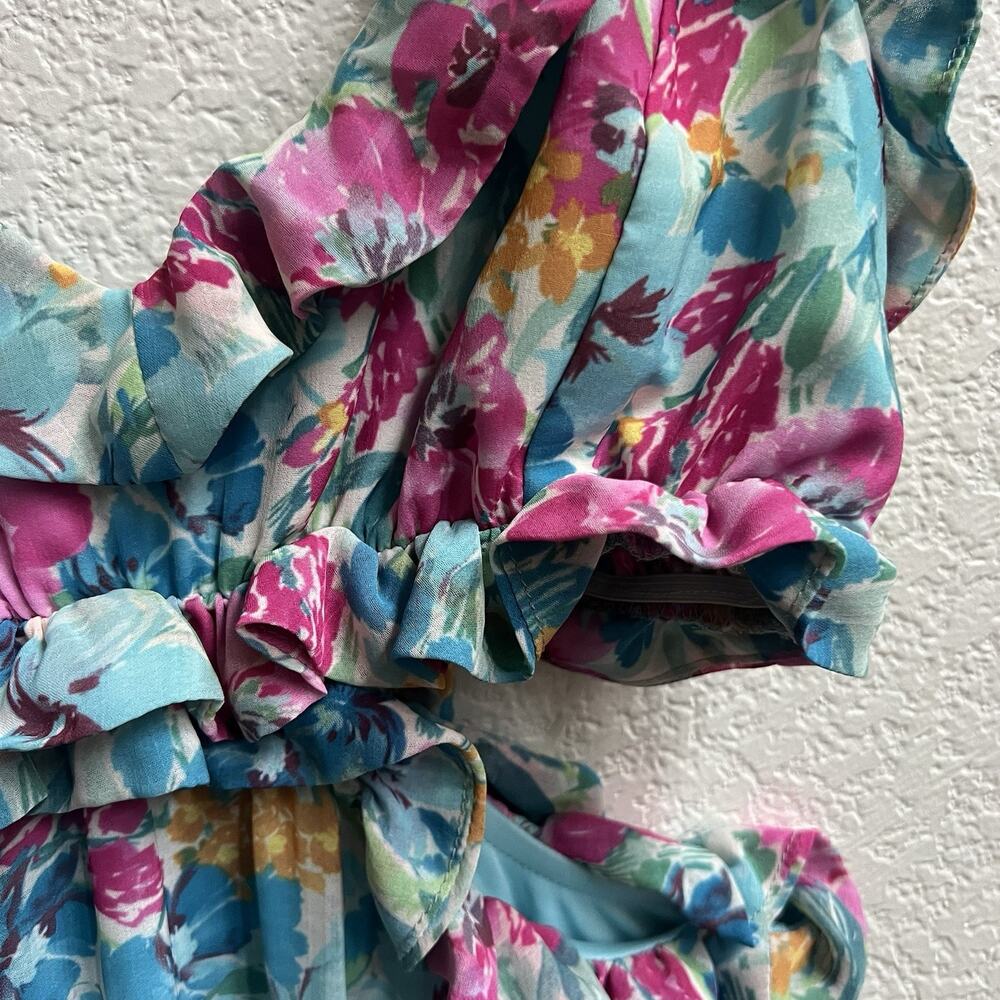 Show Me Your MuMu Floral Midi Dress in Blue, Pink, Yellow - Picture 5 of 10